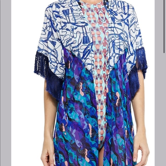 Maaji blue swim cover up with fringe trim small - Picture 7 of 7